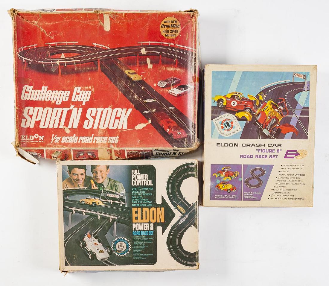 3 Eldon 1/32 Slot Car Racing Sets in OBs