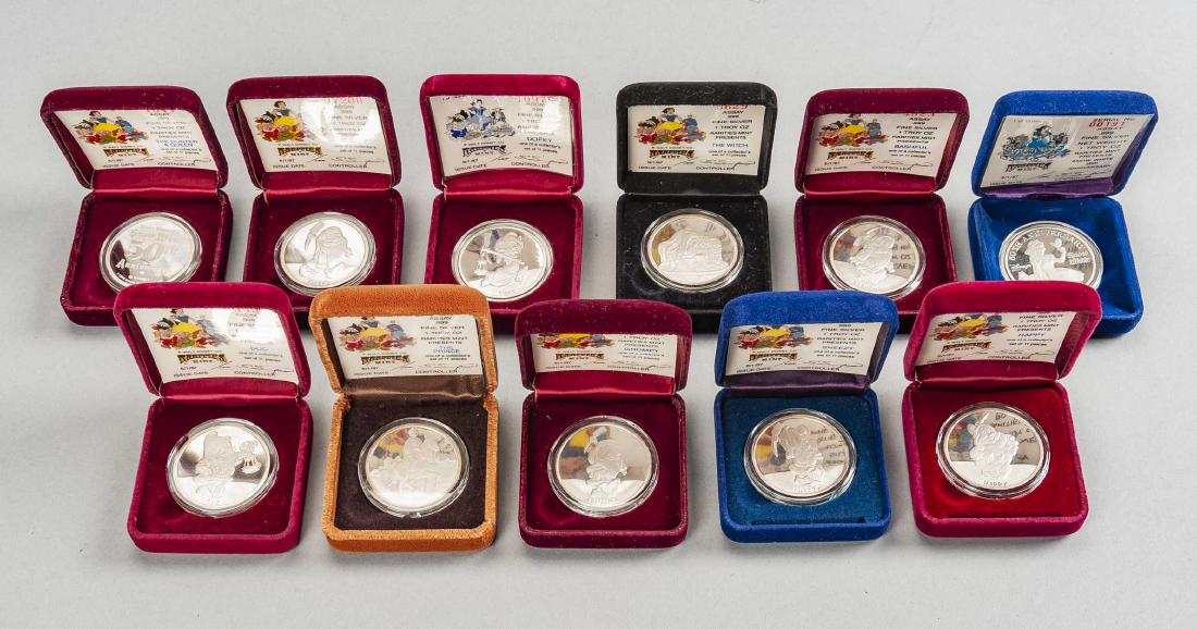 11 Pc 1 OZT Silver Snow White 50th Anniv Coin Set (1 of 3)