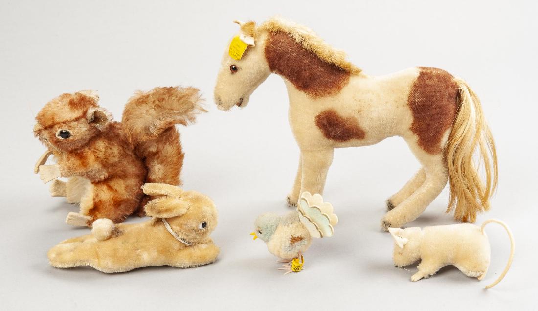 5 Steiff Animals Incl Horse & Squirrel (1 of 2)
