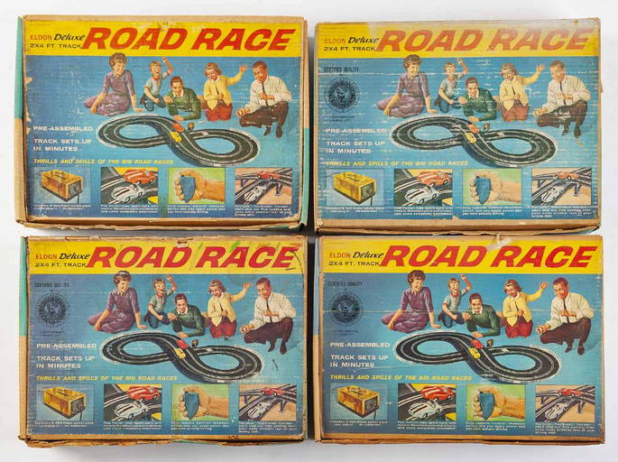 4 Eldon 9805 Deluxe Road Race Sets In Obs