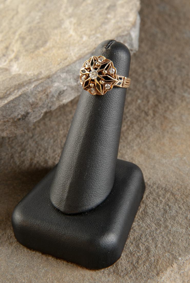 14K .36 CTW Diamond & Enamel Ring (1 of 2)