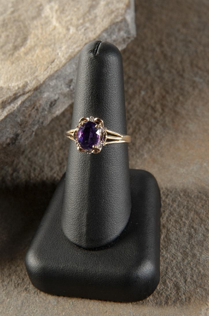 14K Amethyst & Diamond Ring (1 of 2)