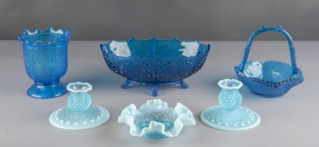 6 Pcs Victorian Blue Art Glass (1 of 1)