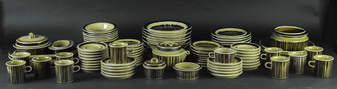 94 Pcs Arabia of Finland Kosmos Dinner Service: DESCRIPTION: Ninety-four pieces of Arabia of Finland dinnerware in the Kosmos pattern. Each marked on bottom. Includes twenty-seven 6-1/4" bread and butter plates, nine 7-7/8" dessert plates, eight 10