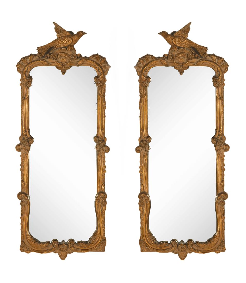 Pair French Style Gilt & Gesso Wall Mirrors (1 of 2)