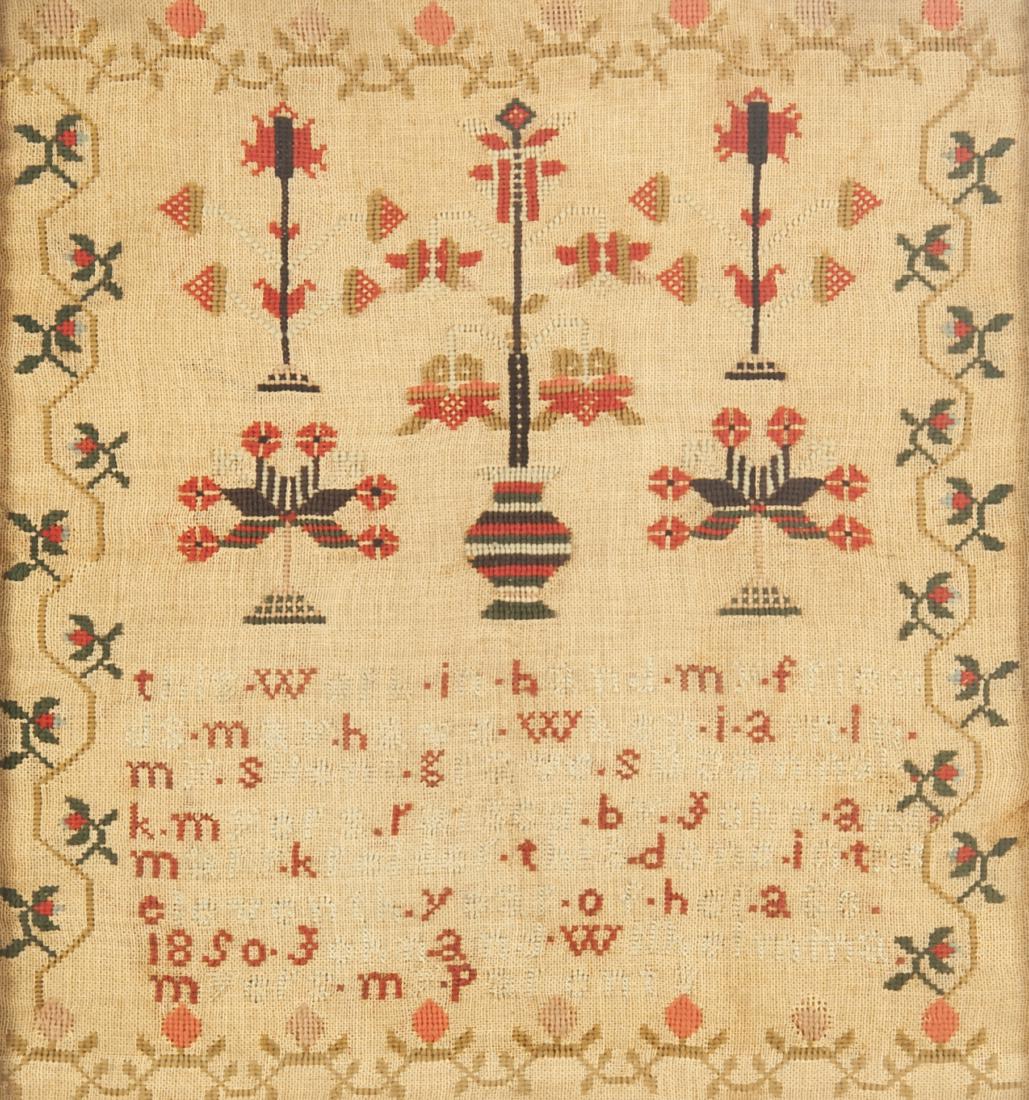 19th C. Pennsylvania German Needlepoint Sampler