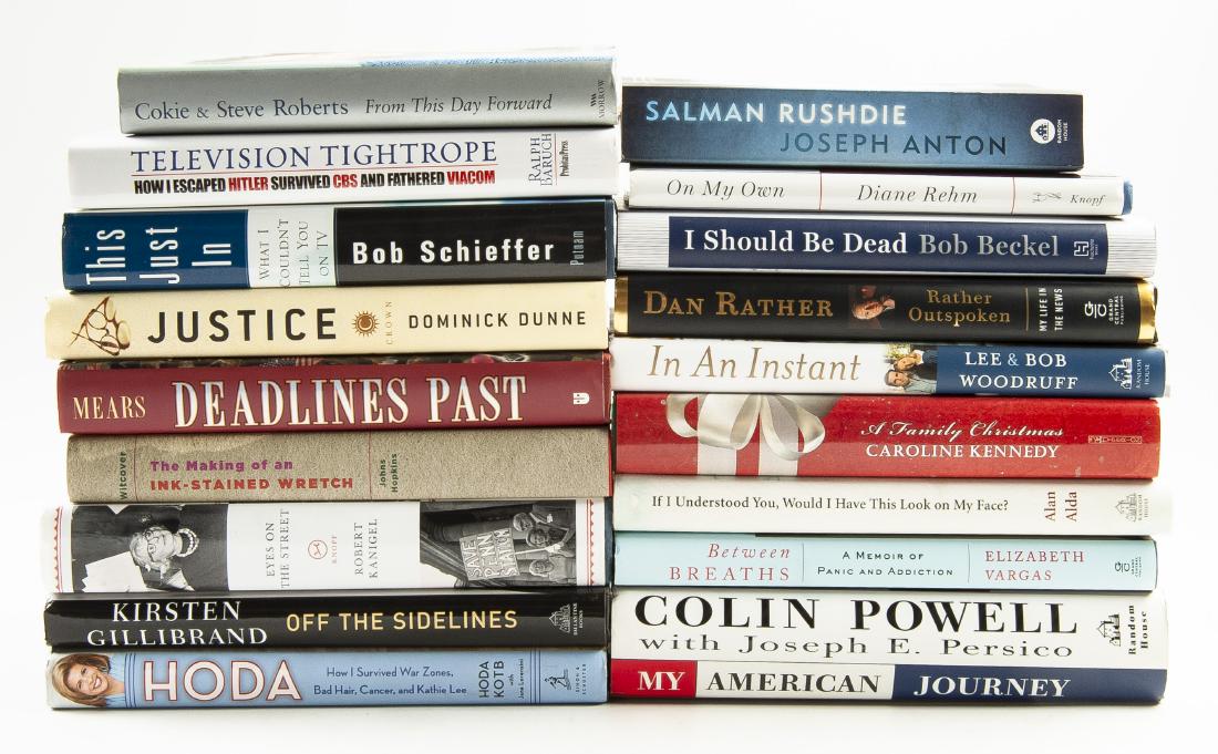 18 Biographical Books, All Signed: DESCRIPTION: Eighteen biographies, all signed by the author. Includes: 1) "Hoda: How I Survived War Zones, Bad Hair, Cancer, and Kathy Lee" by Hoda Kotb with Jane Lorenzini. 2) "Off the Sidelines" by