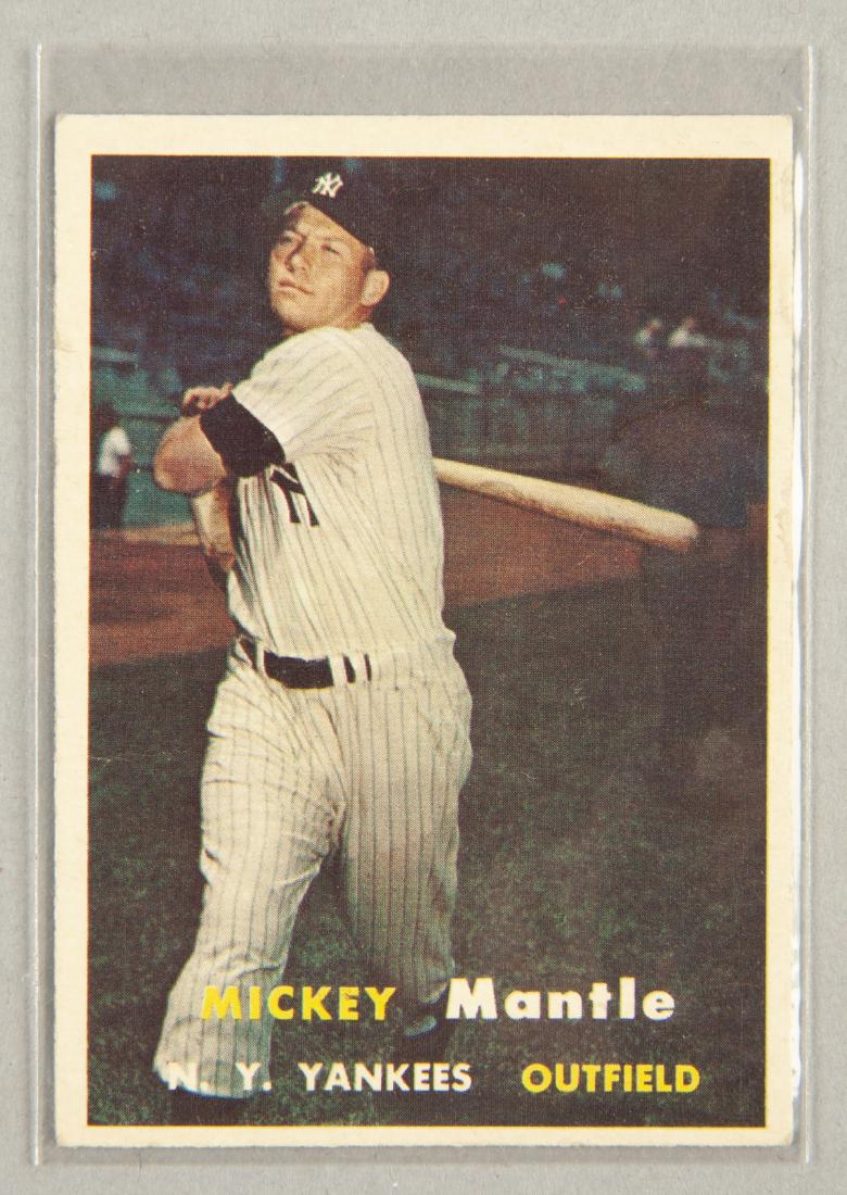 1957 Topps Mickey Mantle Baseball Card (1 of 2)