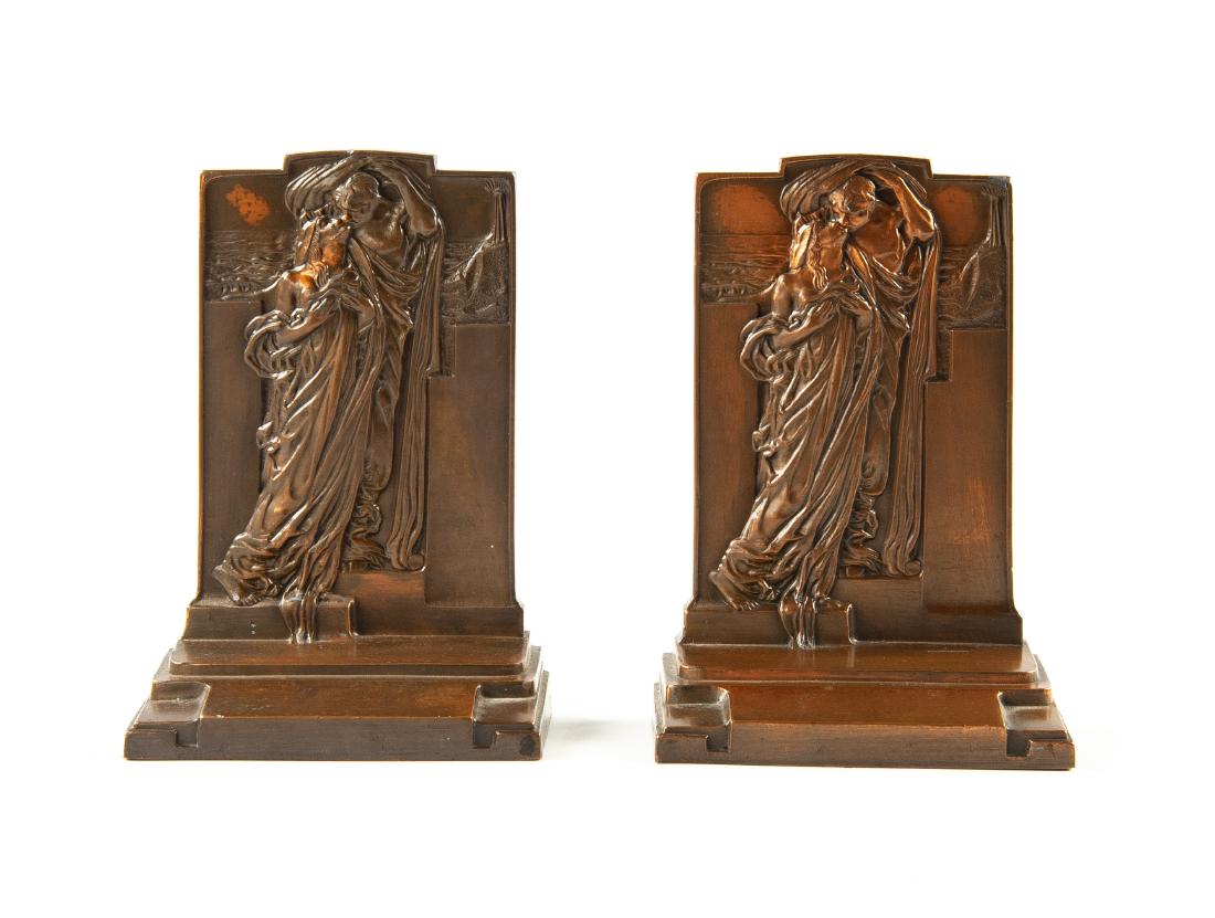 Pair Pompeian Bronze Co. Bookends, 1925 (1 of 11)