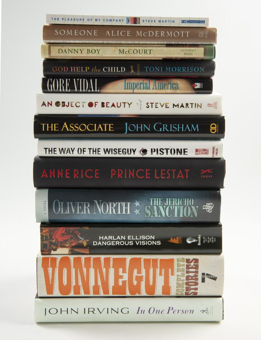 13 Fiction Books, All Signed: DESCRIPTION: Thirteen fiction books, all signed by the author. Includes: 1) "Prince Lestat" by Ann Rice. 2) "The Way of the Wise Guy" by Donnie Brasco. 3) "The Associate" by John Grisham. 4) "An Objec