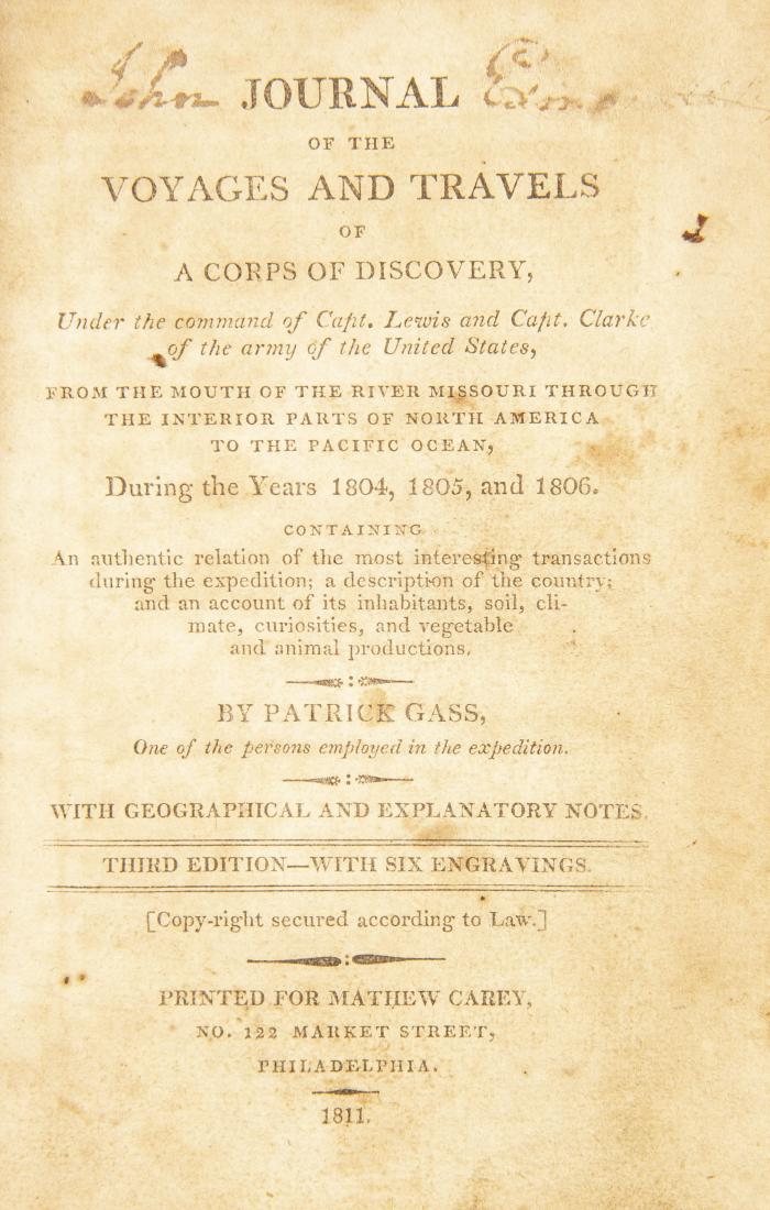 Patrick Gass Voyages & Travels of Lewis & Clarke (1 of 4)