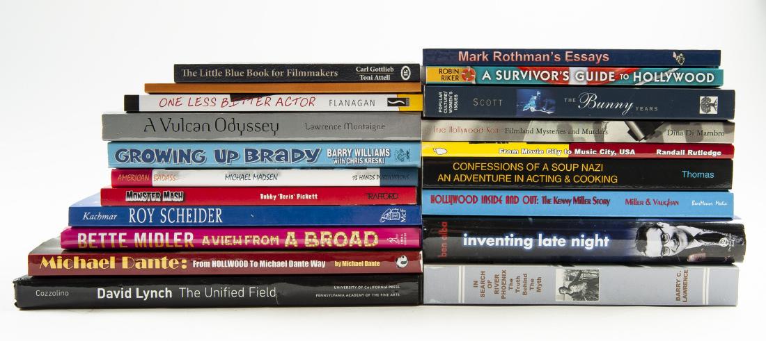 20 Hollywood Books, All Signed: DESCRIPTION: Ten Hollywood books, including biographies. All signed by the author. Includes: 1) "In Search of River Phoenix" by Barry C Lawrence. 2) "Inventing Late Night" by Ben Alba. 3) "Hollywood I