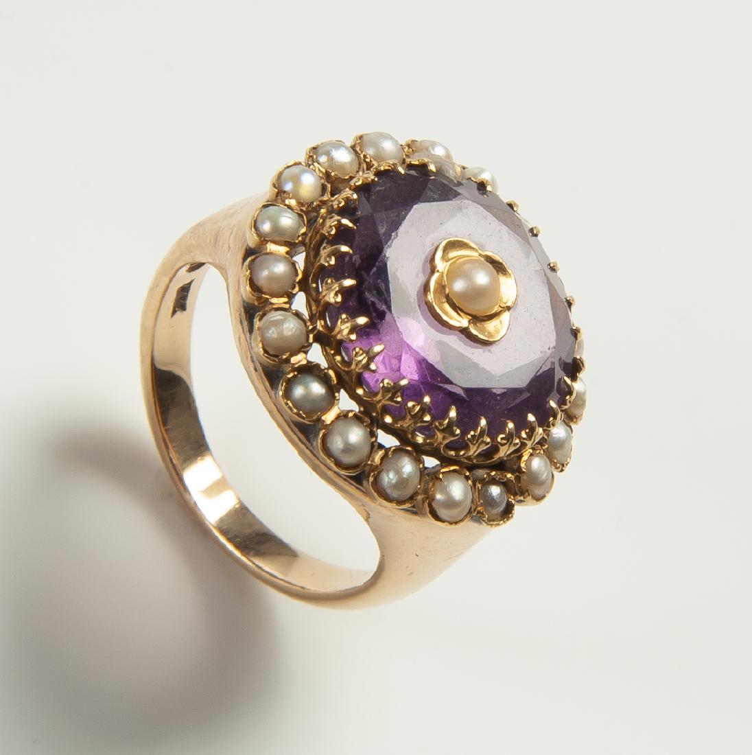 14K Amethyst & Seed Pearl Ring (1 of 4)