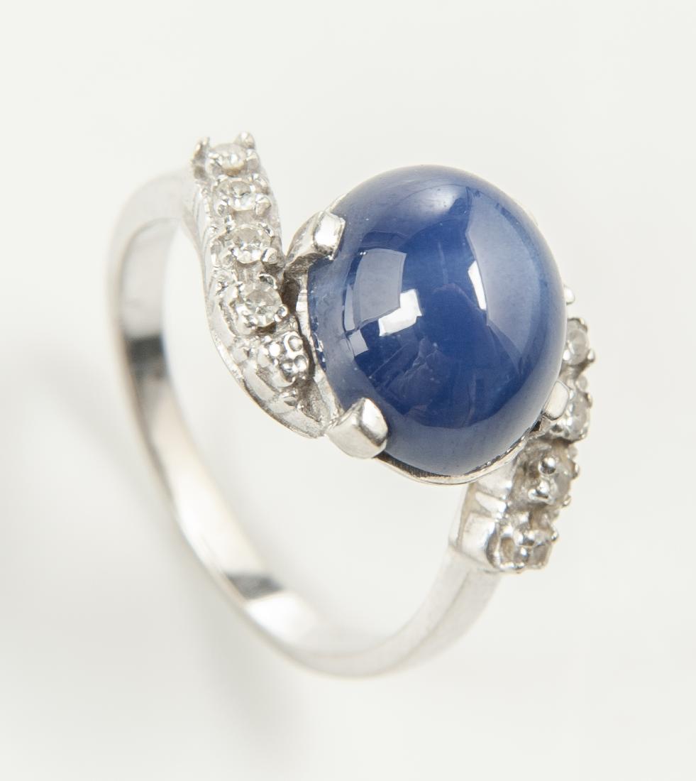 14K Synthetic Star Sapphire & Diamond Ring (1 of 3)