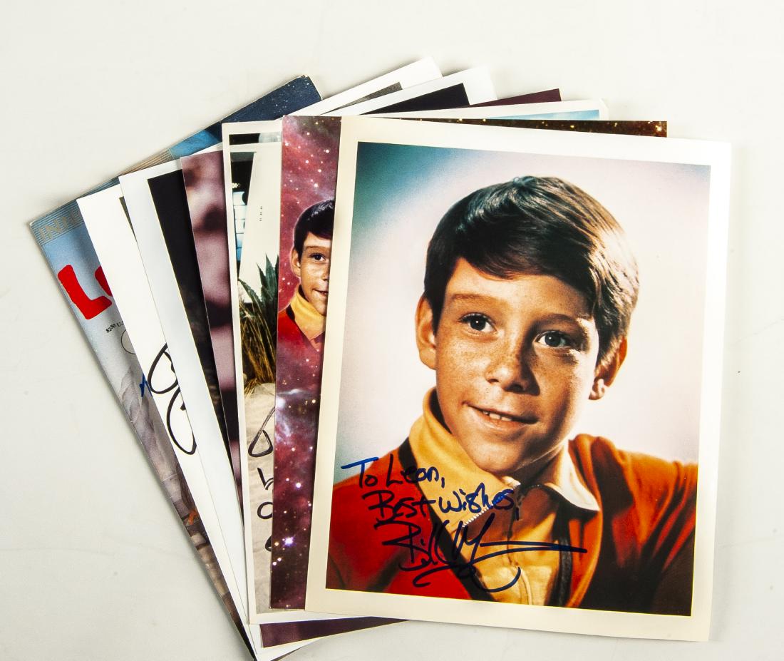 7 Lost In Space Autographed Photos: DESCRIPTION: Seven Lost in Space autographed photos including people and robots. MEASURMENTS: Various. Primarily 8" x 10". CONIDITON: No defects noted.