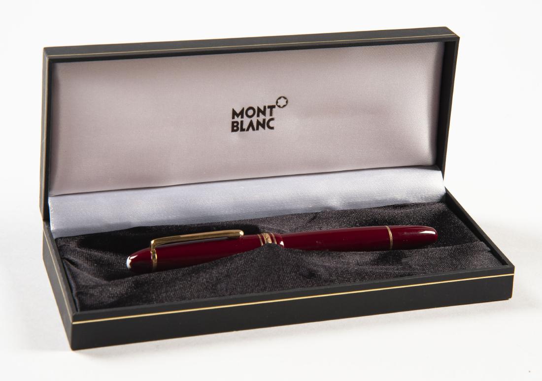 Mont Blanc Meisterstuck No 166 Highlighter: DESCRIPTION: Mont Blanc Meisterstuck Number 166 felt tip yellow highlighter with burgundy and gold colored resin case. In original box and case. MEASUREMENTS: 5-3/4" long. CONDITION: Very good. Wear a