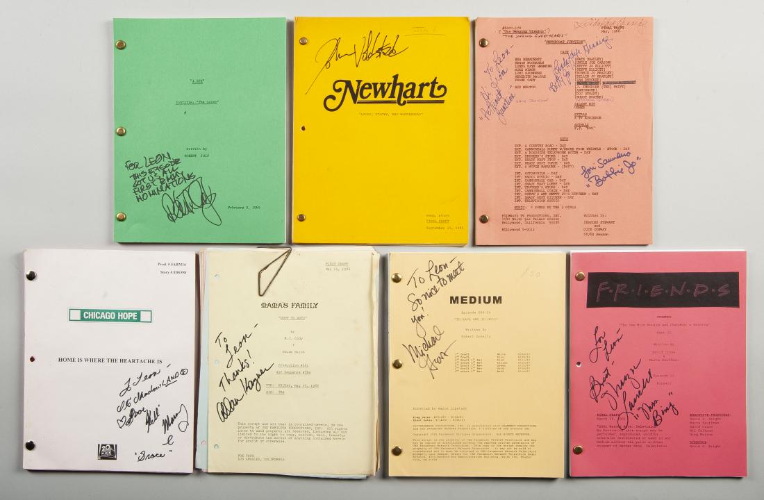 7 Autographed TV Show Scripts: DESCRIPTION: Seven autographed television show scripts. Scripts include Chicago Hope Home is Where the Heartache Is, Mama's Family Soup to Nuts, Petticoat Junction The Singing Sweethearts, Friends The