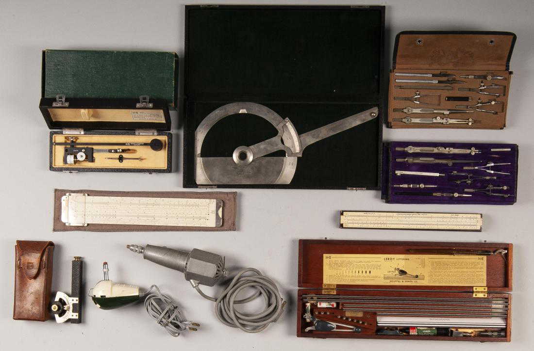 Assortment of 10 Architectural Drafting Tools