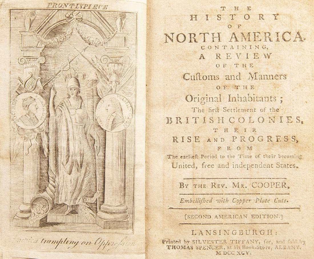 Richard Johnson The History of North America, 1795: DESCRIPTION: Johnson, Richard (1733-1793). The History of North America. Printed Lansingburgh by Silvester Tiffany. Sold by Thomas Spencer, 1795. Second American Edition. 159 pages. Illustrated with a