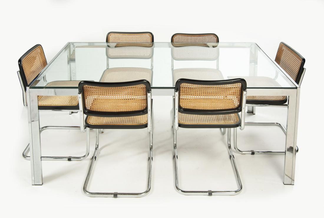 Chrome & Glass Dining Table & 6 Cesca Style Chairs
