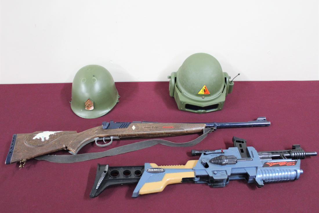 4 Toys. 2 Helmets + 2 Toy Guns: 4 Toys. 2 Helmets + 2 Toy Guns