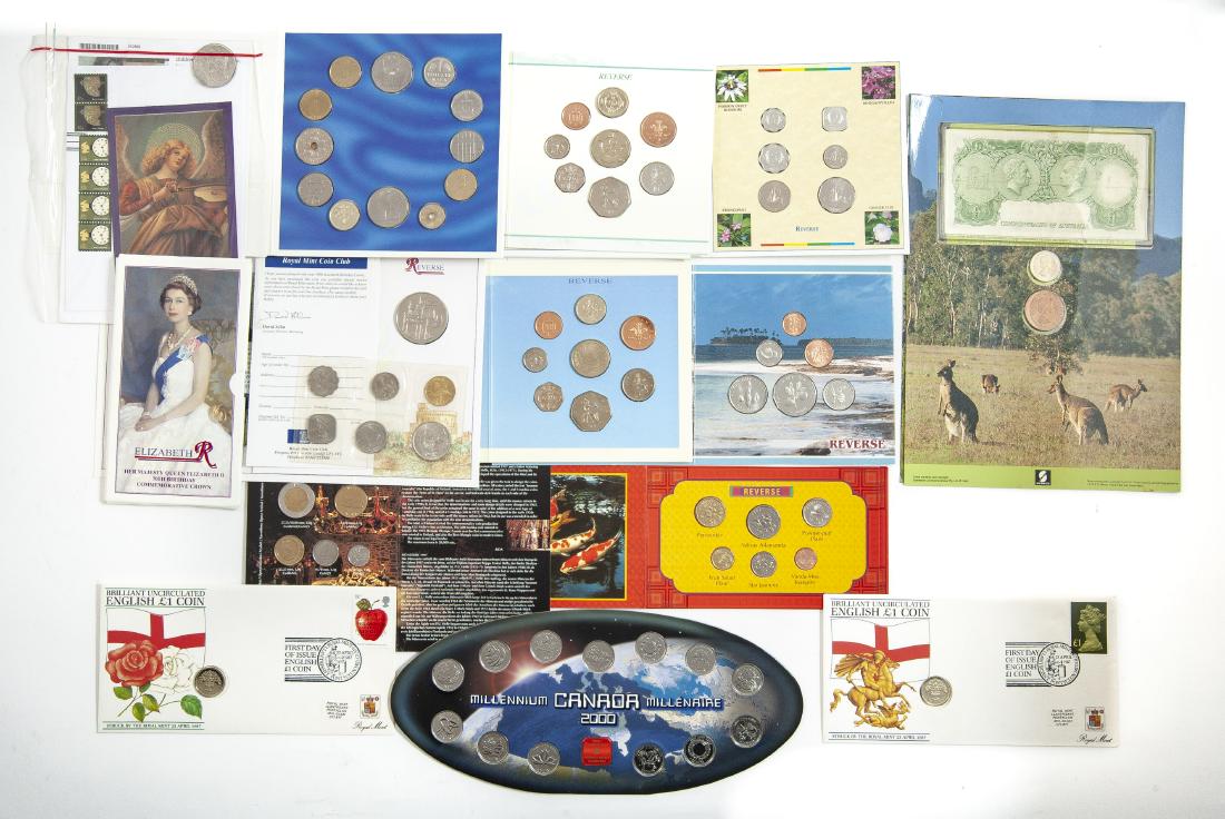 16 Pcs. Coin Lot. English + Foriegn Sets (1 of 1)