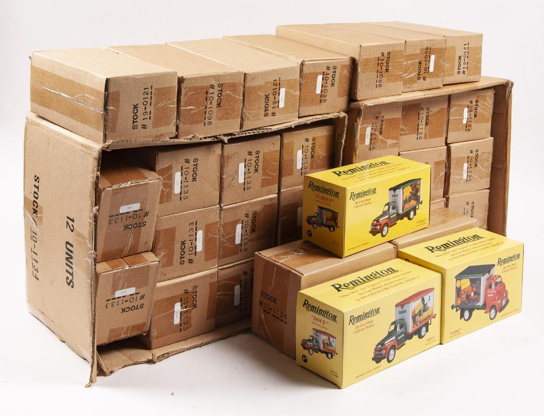 32 First Gear Remington Game Bird Replics in OBs: DESCRIPTION: Twenty-seven First Gear "Shur-Shot" and "Express" Game Bird Series die-cast metal collector replicas in original boxes and shipping cartons. Includes twelve #10-1133 Turkey, twelve #10-11
