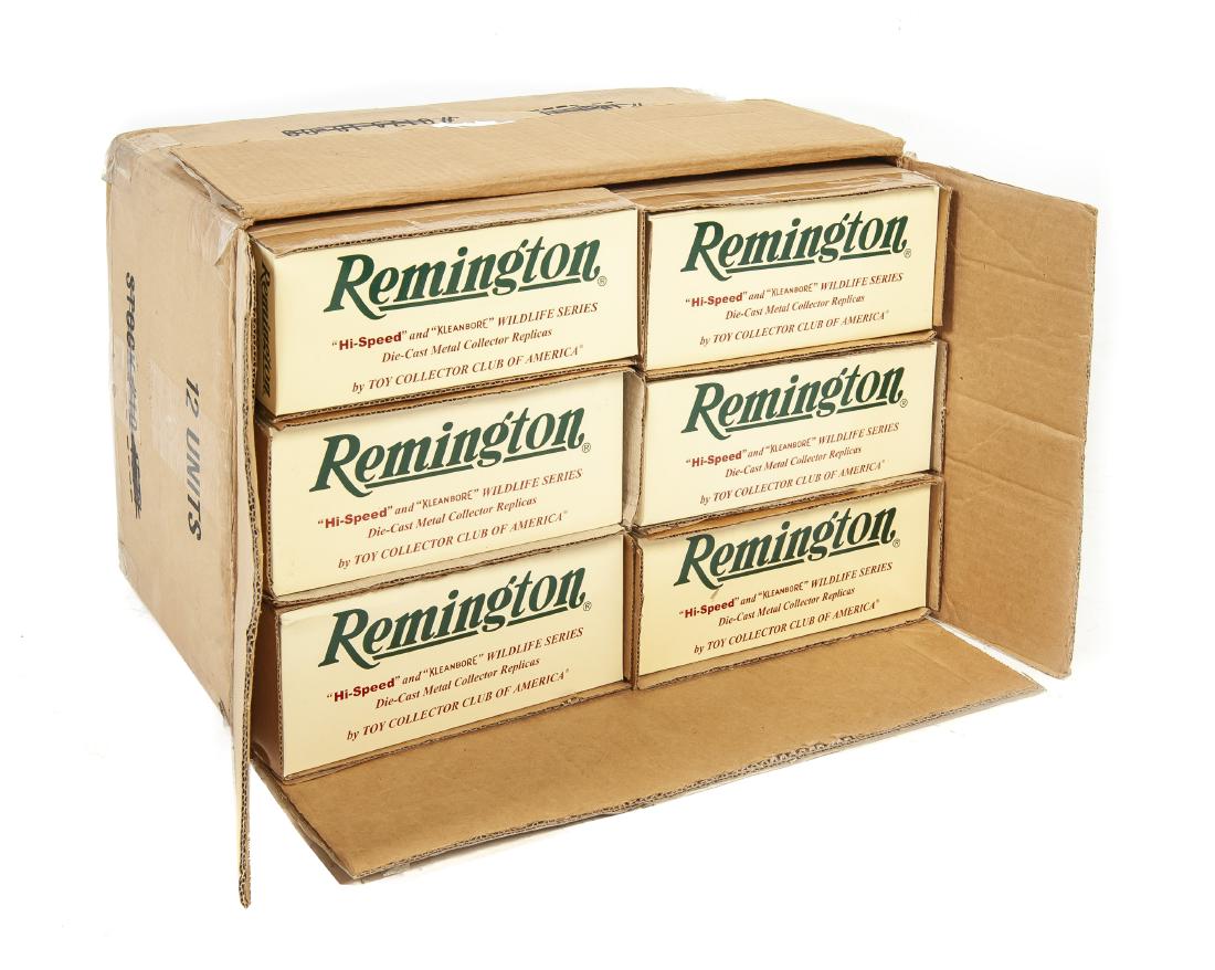 12 Remington Wildlife Series Diecast in OBs: DESCRIPTION: Two sets of six First Gear Remington Wildlife Series by Toy Collector Club of America diecast vehicles. Two each #10-1485 and 10-1571 through 10-1575. MEASUREMENTS: 1/34 scale. Each box 9