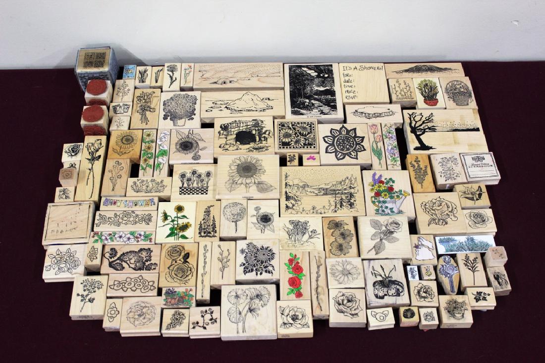 97 Wood/Rubber Stamp Blocks: MEASUREMENTS: 1" to 5-1/2" long.