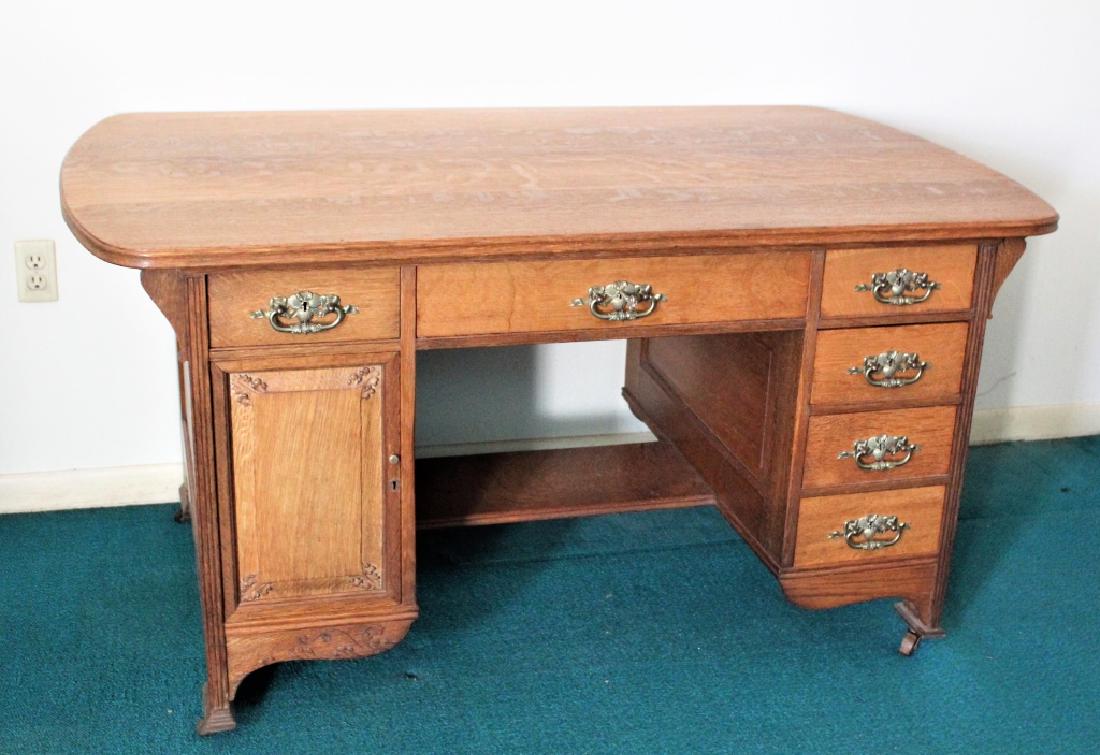 Antique Oak Partners Desk (1 of 2)