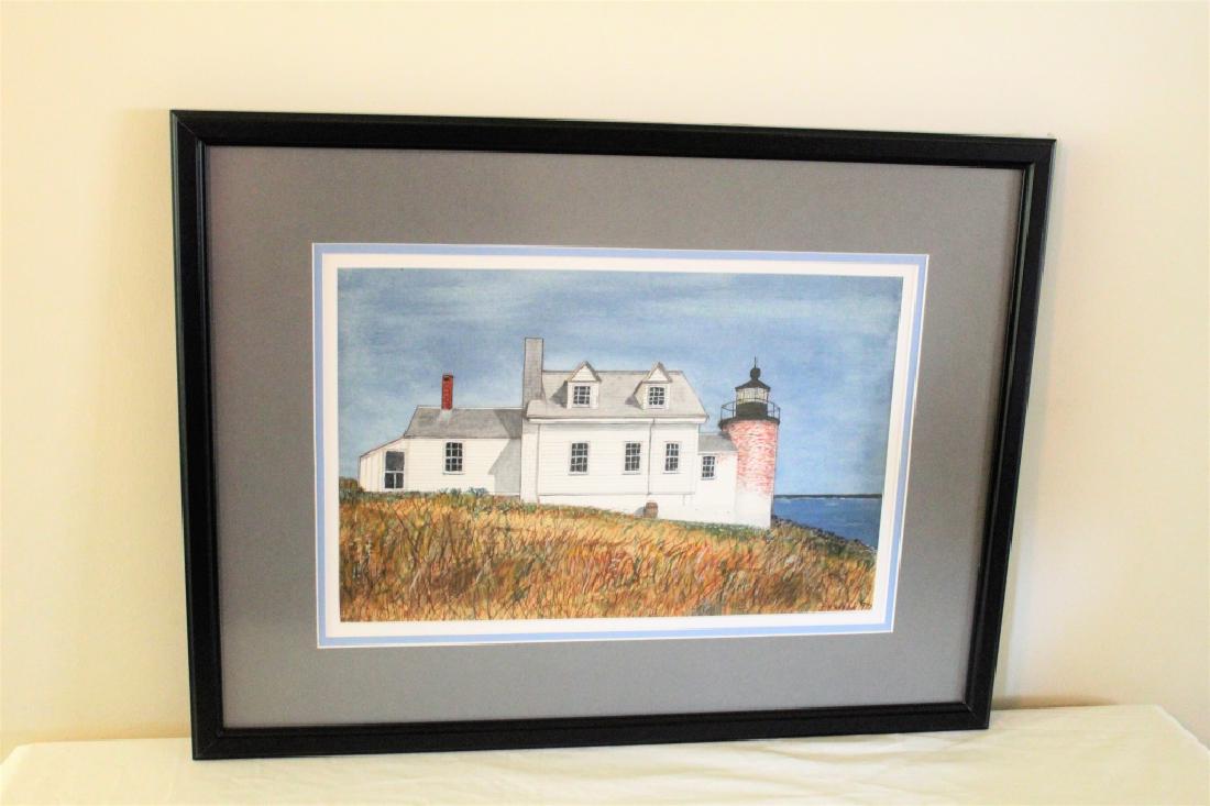 J.H. Wood Maine Light House Painting: Owned by Betsy and Andrew Wyeth. MEASUREMENTS: 17" high x 22" wide.