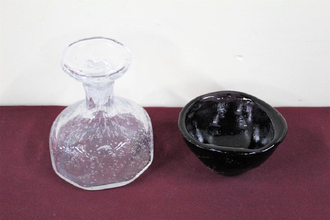 2 Pcs Bubble Glass Decanter and Purple Dish (1 of 3)
