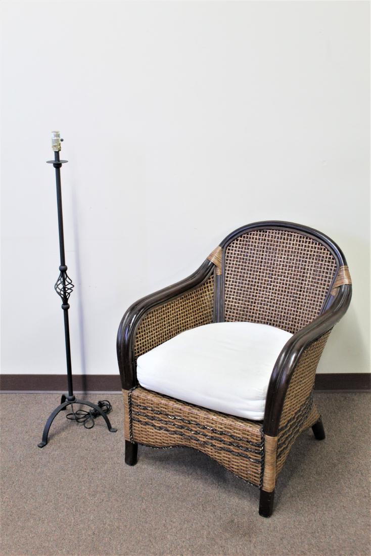 2 Pcs. Rattan Arm Chair and Floor Lamp (1 of 1)