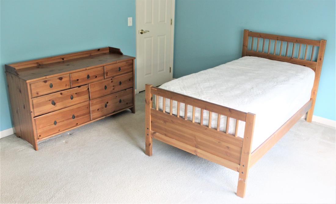 Pine Single Bed with Dresser (1 of 3)