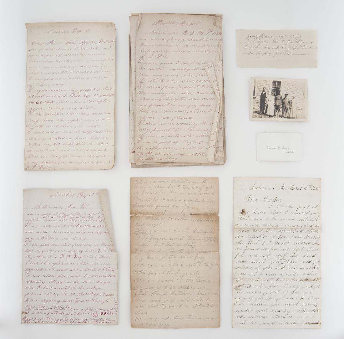 Handwritten Civil War Letters To Home: DESCRIPTION: Collection of ten handwritten Civil War letters including nine day books and one summary/highlights letter. Addressed from Issachar O. Foster. Day books dated from March 16th, 1862 to Apr