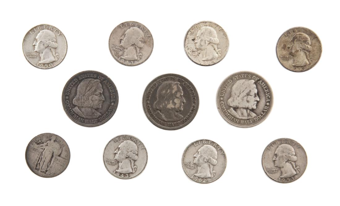 $3.50 Face 90% US SIlver Coins: DESCRIPTION: $3.50 face 90% US silver coins incl (8) quarters and (3) Columbian exhibition halves with two 1892 and one 1893.