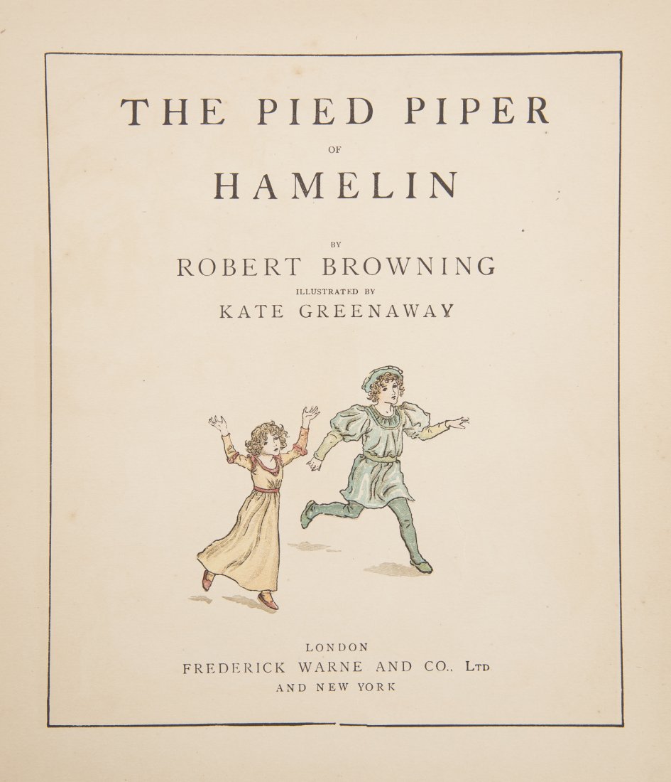 The Pied Piper of Hamelin Illus Greenaway: DESCRIPTION> The Pied Piper of Hamelin. By Robert Browning. Illustrated by Kate Greenaway. Frederick Warne and Co, Lt. London and New York. 1901. Engraved and printed by Edmund Evans, Ltd. CONDITION:
