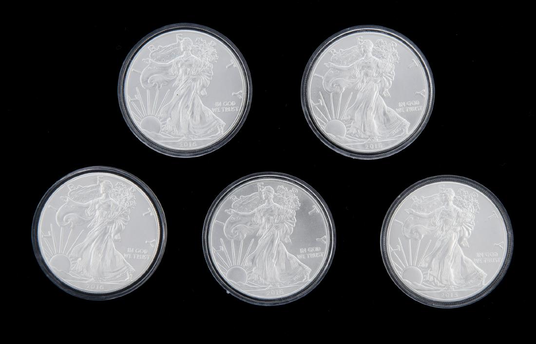 5 Unc Silver Eagles (1 of 2)