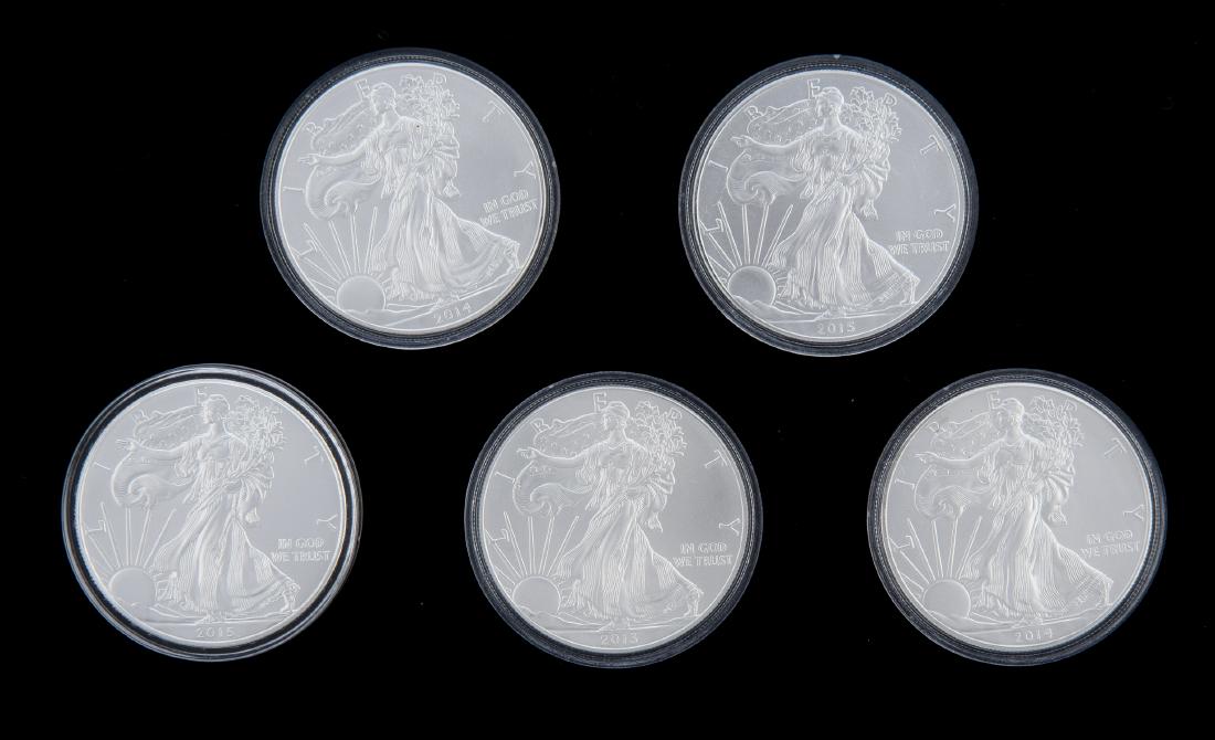 5 Unc Silver Eagles (1 of 2)