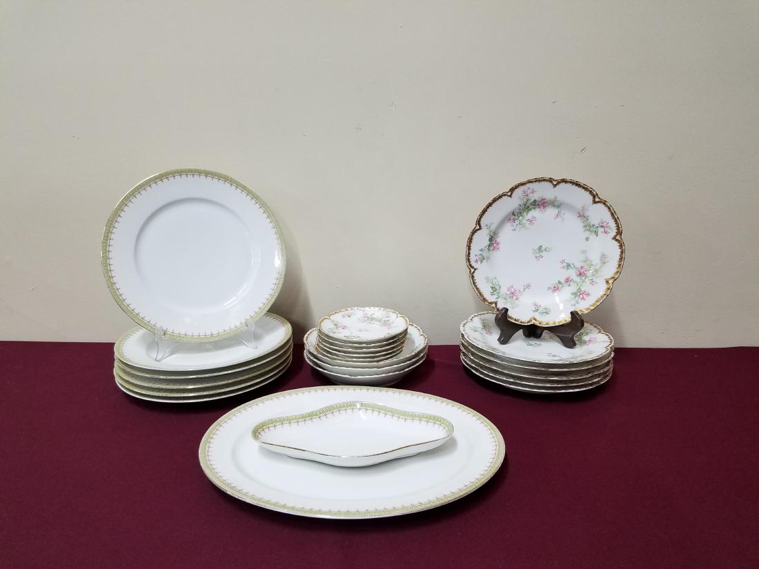 23 Pcs Limoges China: Various patterns. Large platter 13-1/2" long.