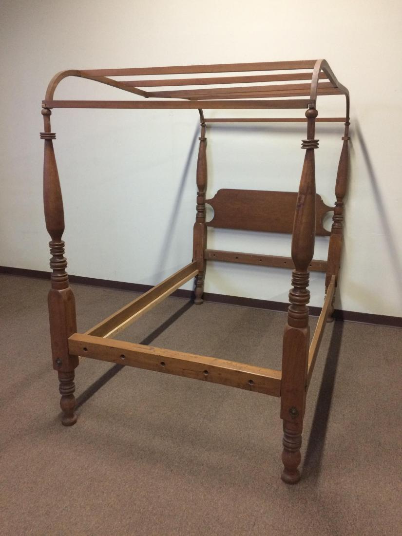 Canopy Rope Bed: Loss to one bed post and canopy frame. 53” wide x 86-1/2” deep x 75-1/2” high.