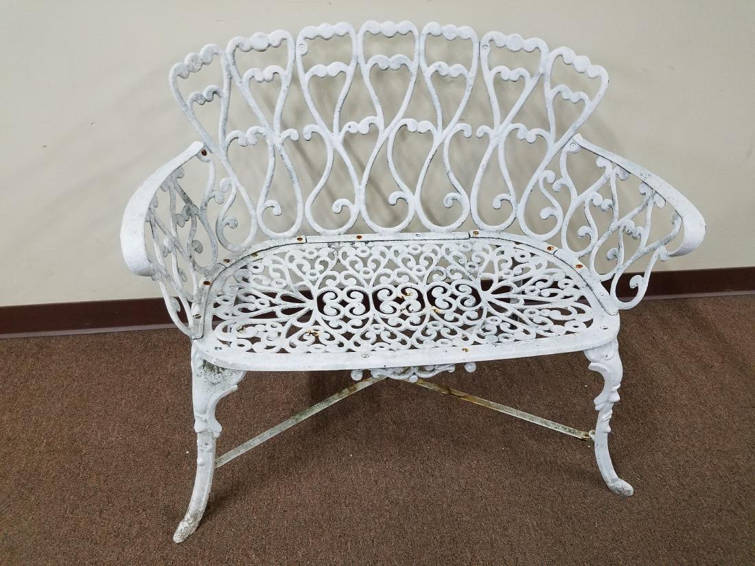 Cast Metal Yard Bench: Some paint losses and rust. 37" wide.