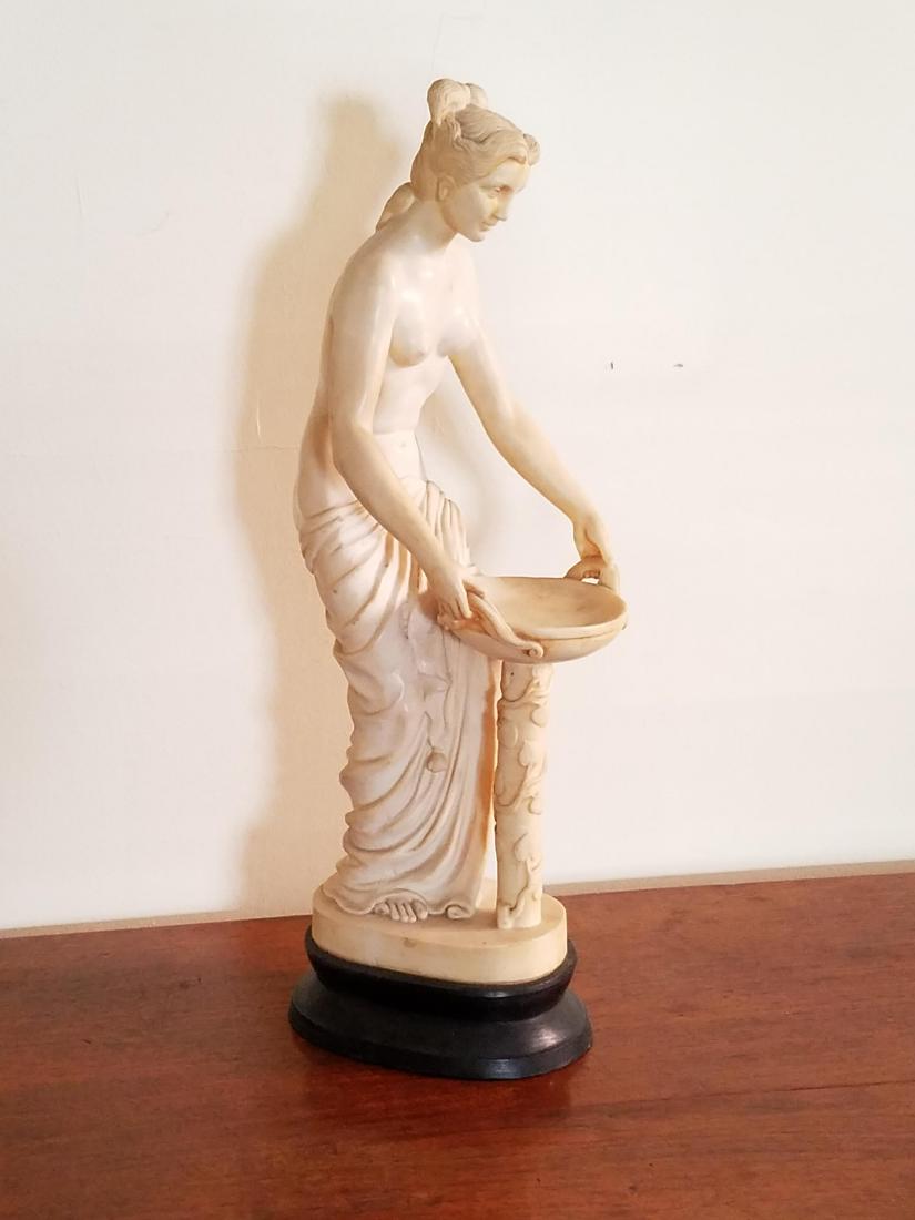 Alabaster Sculpture: Scuffs on back. 6" wide x 8" deep x 25" high.