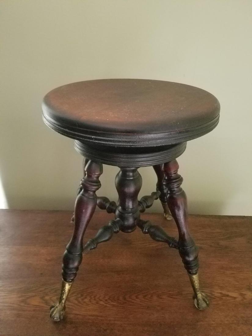 Antique Ball and Claw Piano Stool: 14" diameter x 19" high.