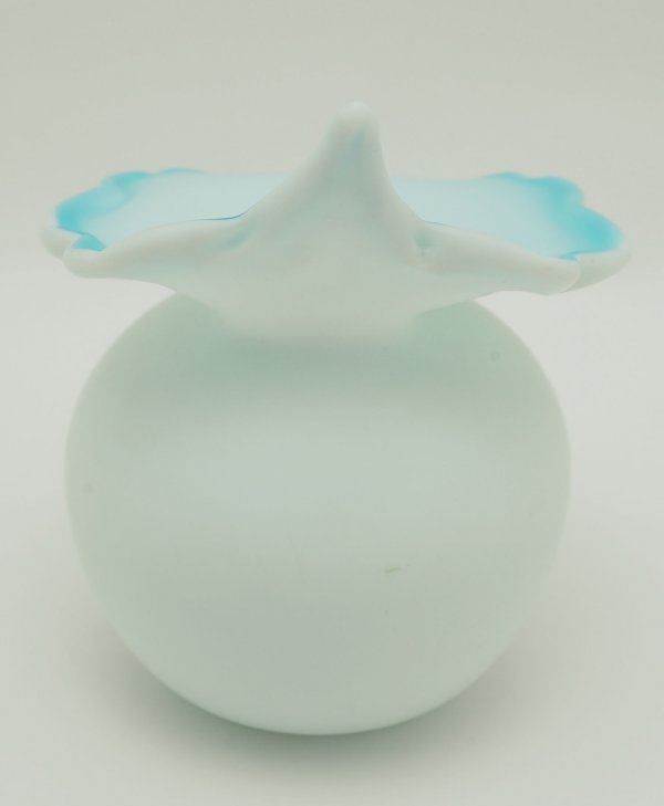 2 Victorian Blue Satin Glass Vases - 3