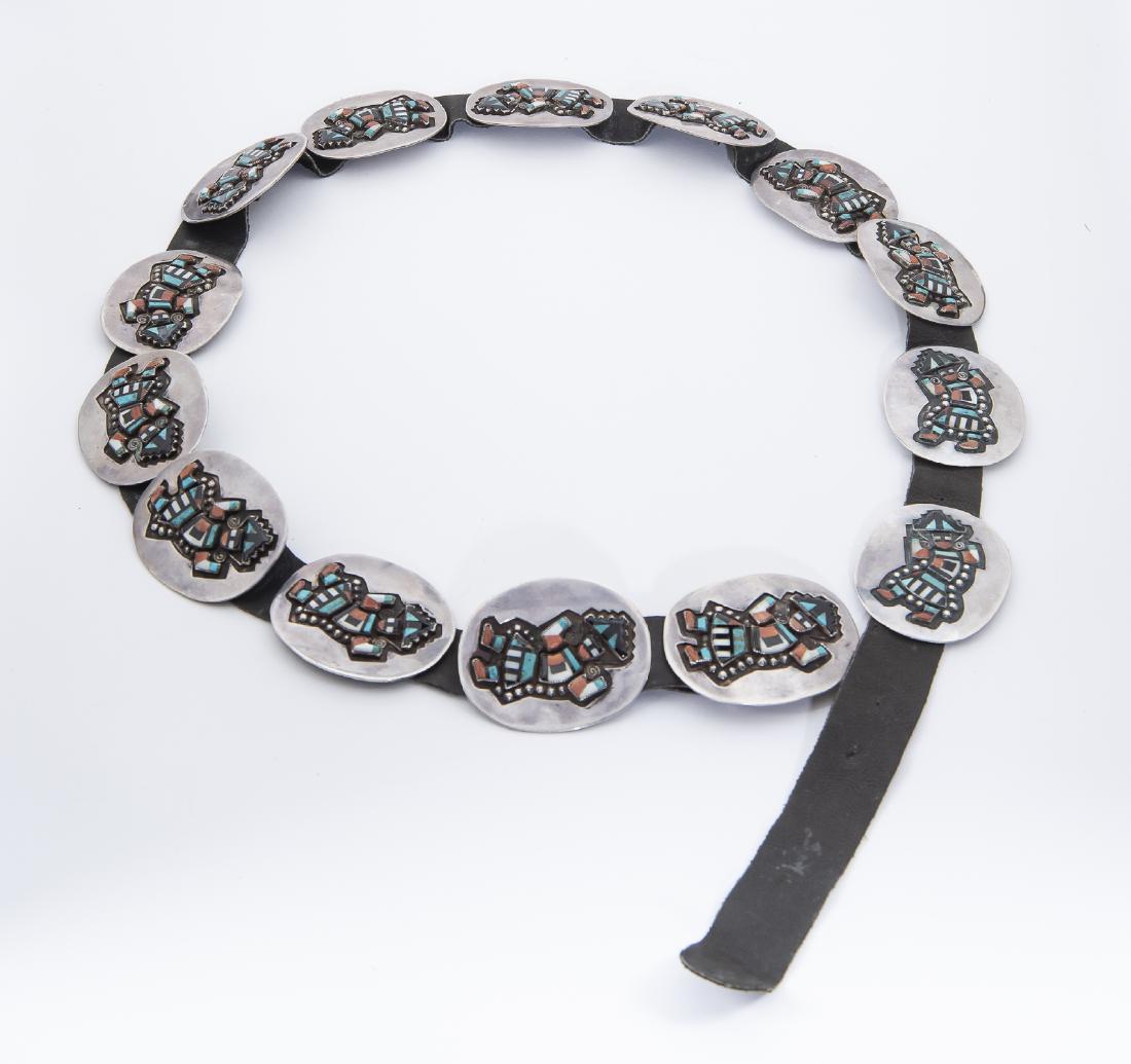 Silver and Inlaid Hopi Dancer Concho Belt (1 of 3)