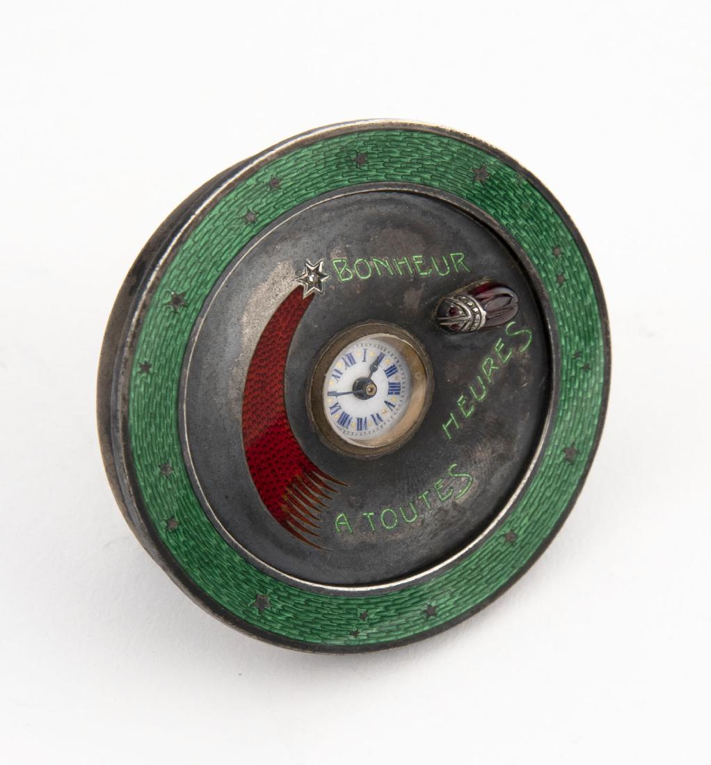 1876 Miniature French Silver & Enamel Clock (1 of 6)