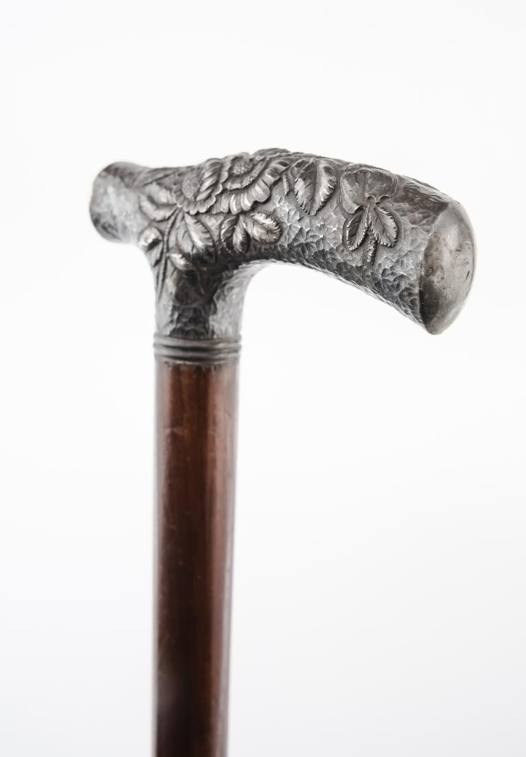 Carved Wood & Sterling Silver Cane (1 of 5)