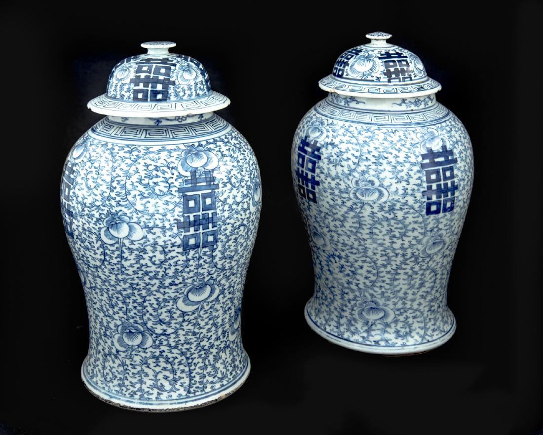 2 Chinese Blue & White Lidded Jars (1 of 5)