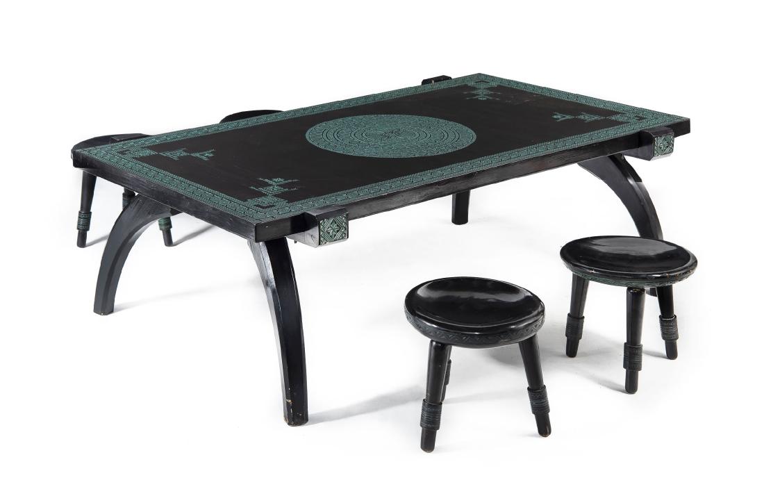 Low Table & 4 Stools (1 of 2)